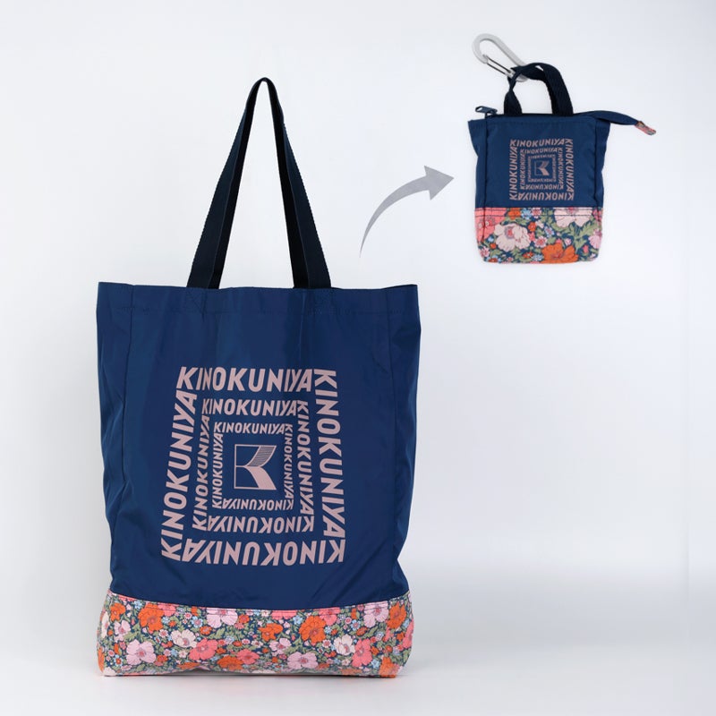 LIBERTY FABRICS】紀ノ国屋 リバティプリント エコバッグ ネイビー