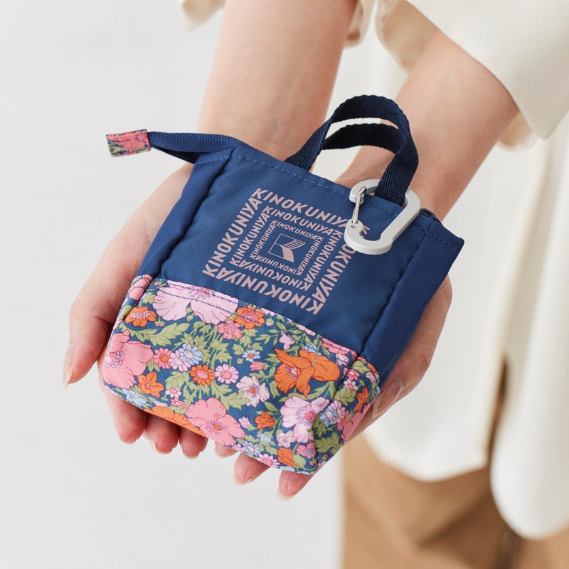 LIBERTY FABRICS】紀ノ国屋 リバティプリント エコバッグ ネイビー