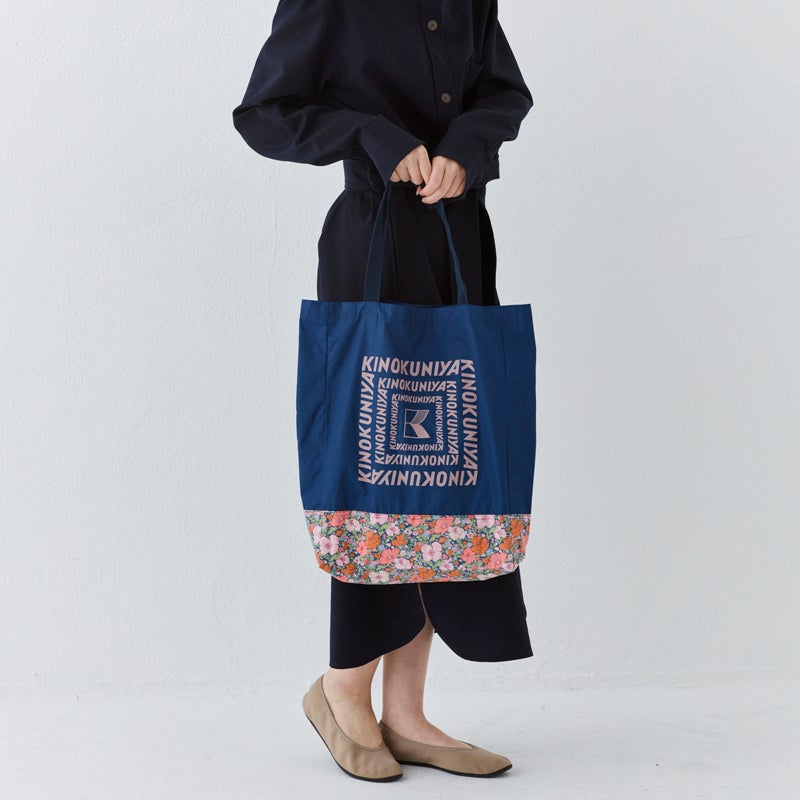 LIBERTY FABRICS】紀ノ国屋 リバティプリント エコバッグ ネイビー