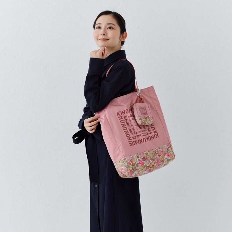 LIBERTY FABRICS】紀ノ国屋 リバティプリント エコバッグ ピンク