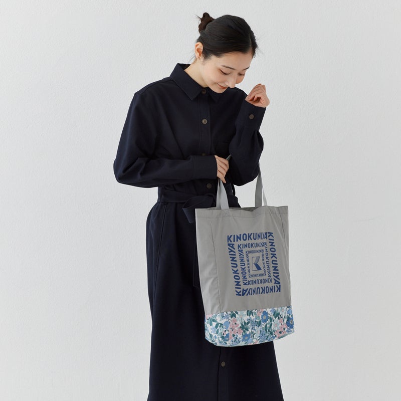 LIBERTY FABRICS】紀ノ国屋 リバティプリント エコバッグ グレー